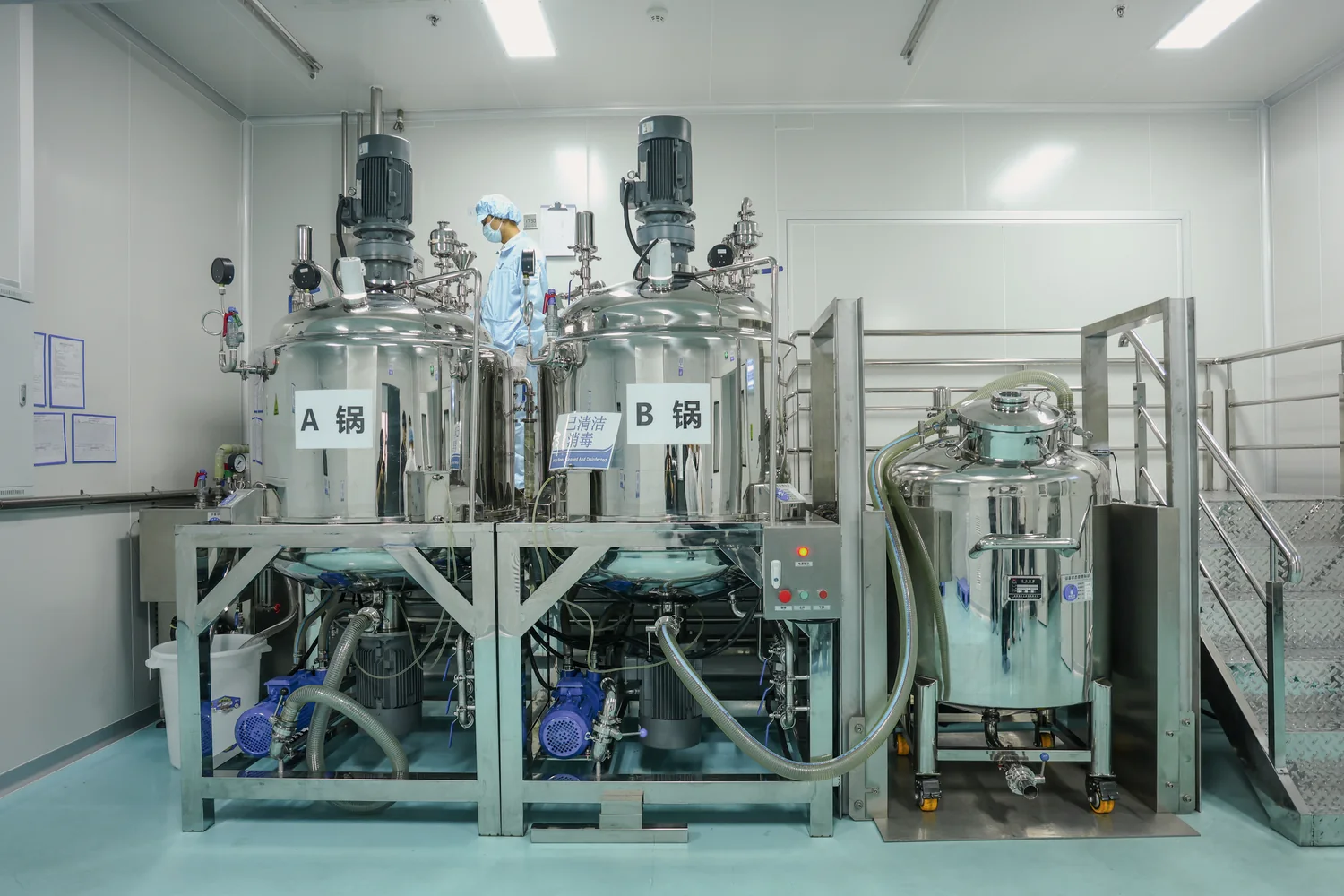 Stainless-Steel Vacuum Emulsifying Reactors Tank A & Tank B