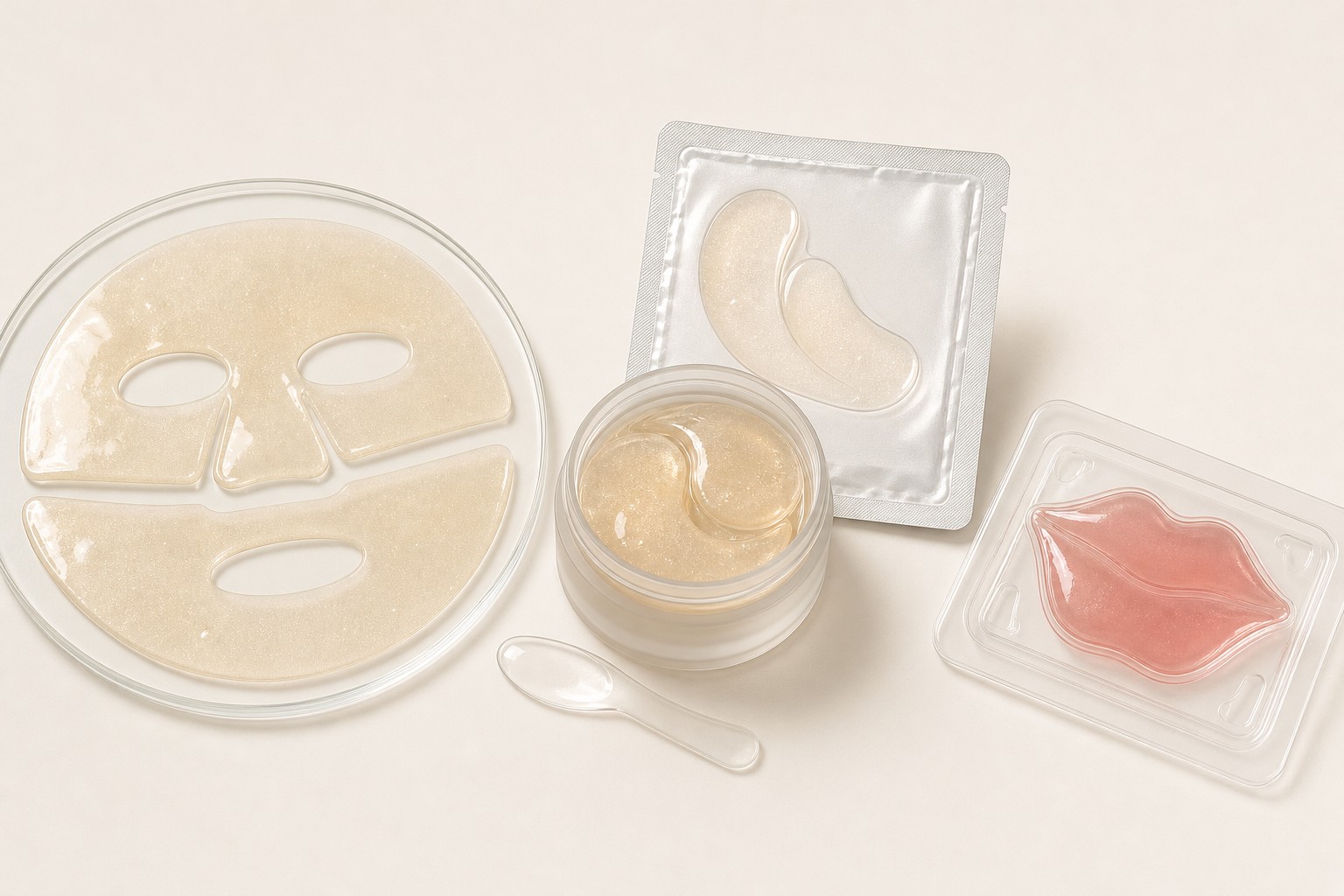 Hydrogel eye patch, full-face hydrogel mask and dissolving microneedle patch OEM comparison
