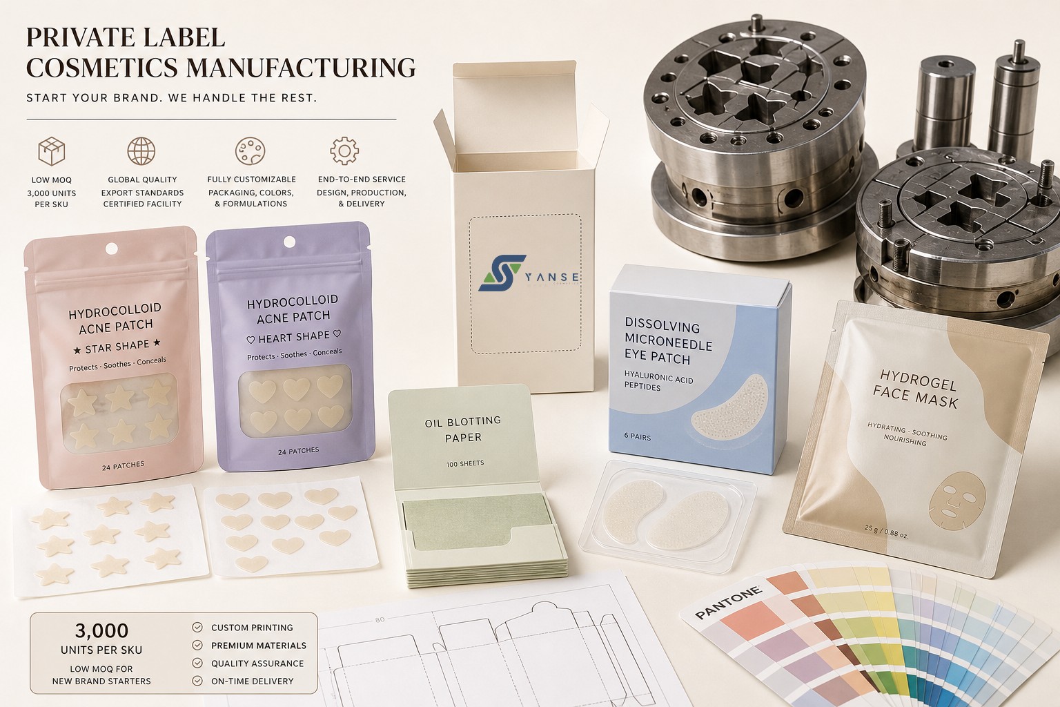 Low-MOQ private-label hydrocolloid acne patches