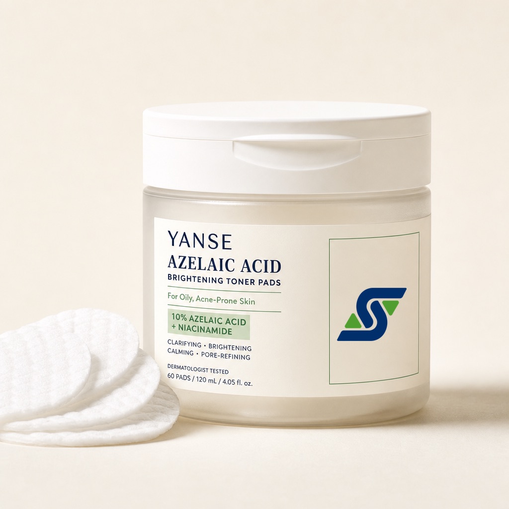 Azelaic acid brightening toner pads — concept render (real photo to follow)