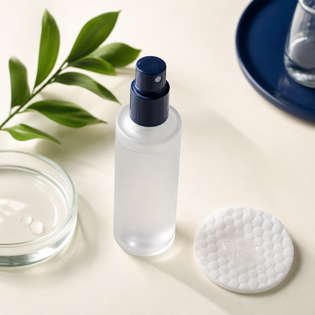 Hypochlorous acid facial mist and pad — concept render (real photo to follow)