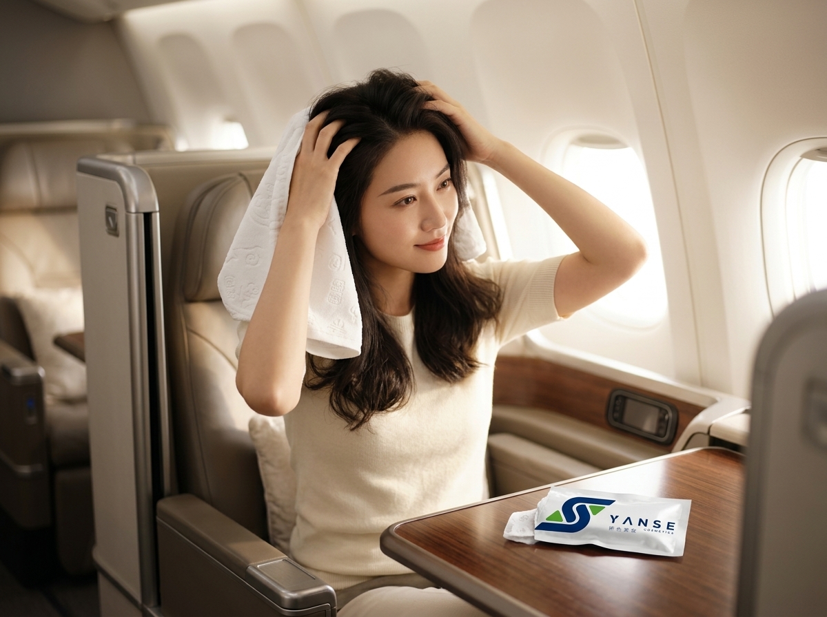 In-Flight Scalp Cleansing with Yanse Rinse-Free Towels